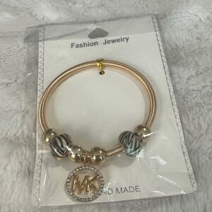MK Gold and Silver Tone Bracelet with Bead Accents